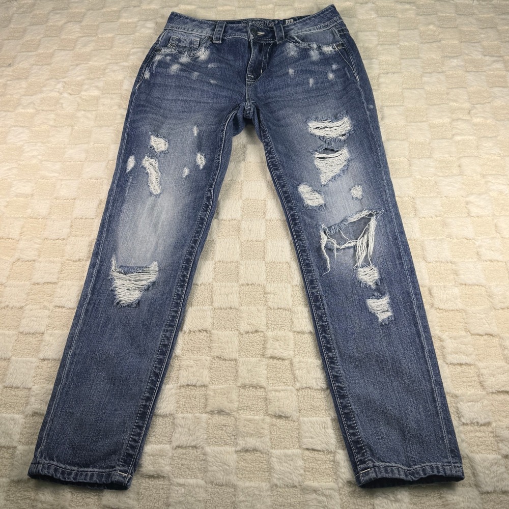 Miss Me Womens Distressed Skinny Jeans Medium Wash Ripped Denim Size 26